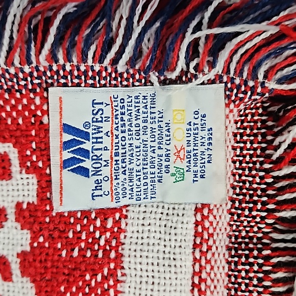 LA Angels of Aneheim Woven Tapestry Blanket Home Decor Red White Blue Frayed Hem - Picture 3 of 6